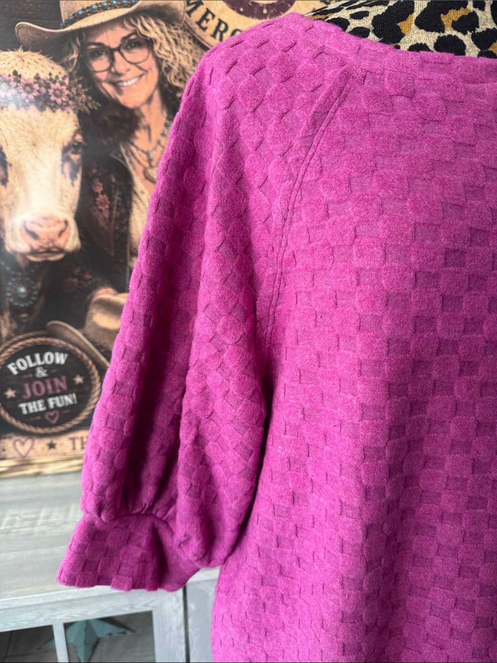 Like Love Women's Fuchsia Textured Shift Dress - Sz 1xl - Picture 3 of 6